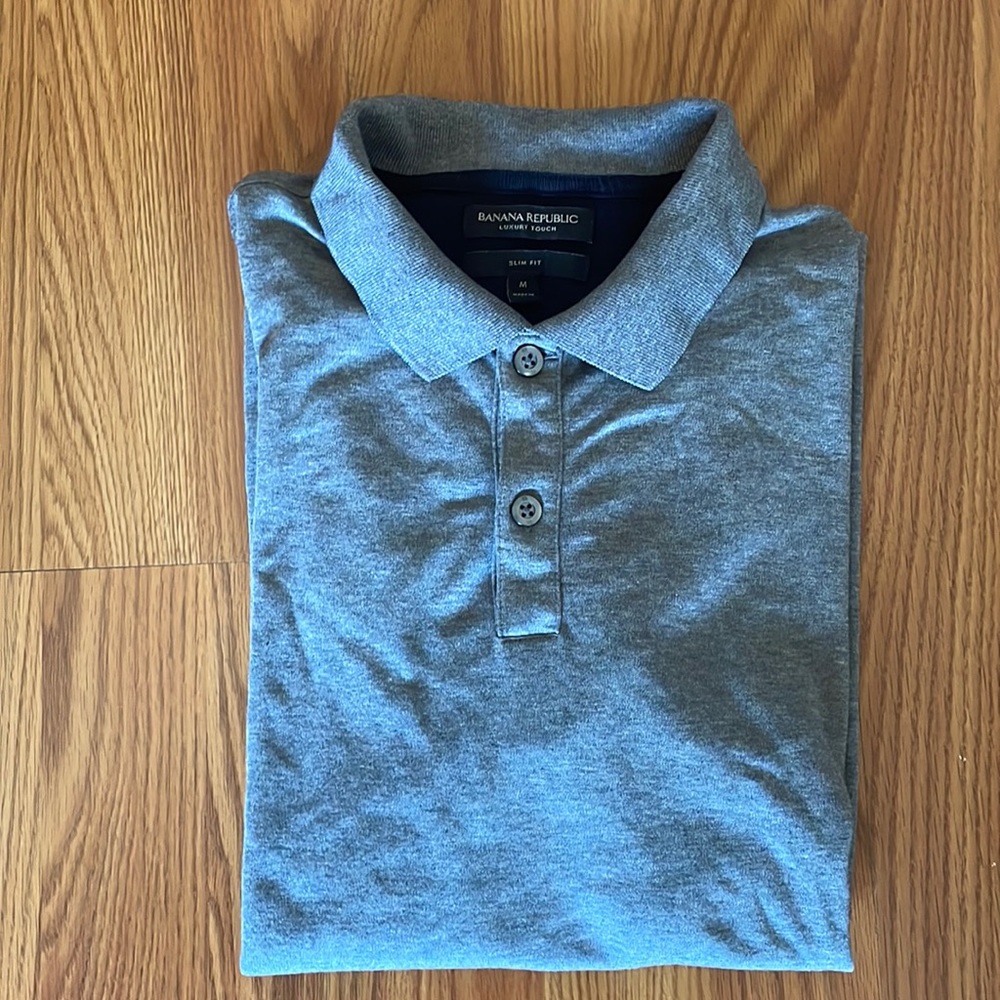 Banana Republic Mens Size Medium Luxury Touch Polo Grey